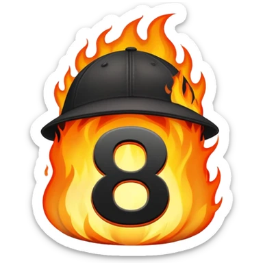 black cap on fire with number “9” on it sticker