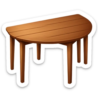 A simple, angled wooden table in the same style as the chair emoji, with a warm medium-brown color, minimal shading, rounded edges, clean lines, on a plain white or transparent background, designed to be recognizable at small (emoji) sizes. sticker