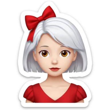  girl with white\ hair and red color hairclip sticker