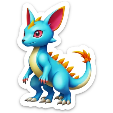 colorful Fakémon-Digimon-Fionbri-Trico-creature (full body) sticker