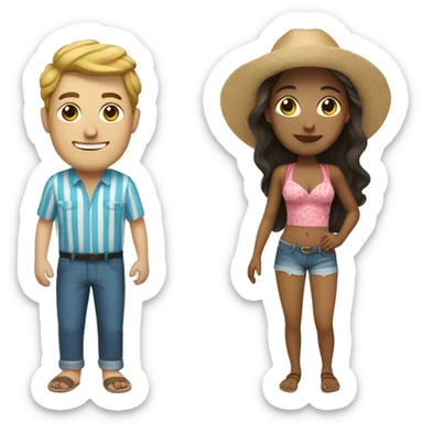 One Latina and one white guy on a beach sticker