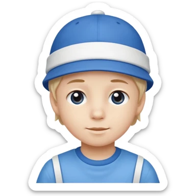 kid with blue and white hat sticker