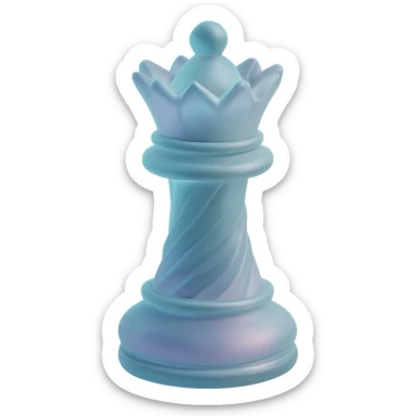 Create a 3D render of a queen chess piece with realistic lighting, elegant and detailed design, inspired by the reference image. The piece should have a polished finish with subtle color accents. Remove the background to isolate the subject. sticker