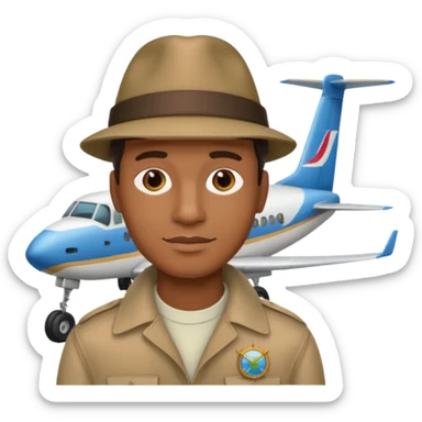 Visage homme créole réunionnais avec chapeau arrive avion sticker