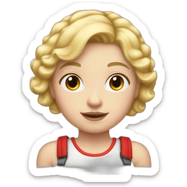 short white girl with blonde hair and red strips in hair sticker