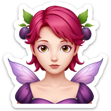fairy with plums red hair wearing pink sticker