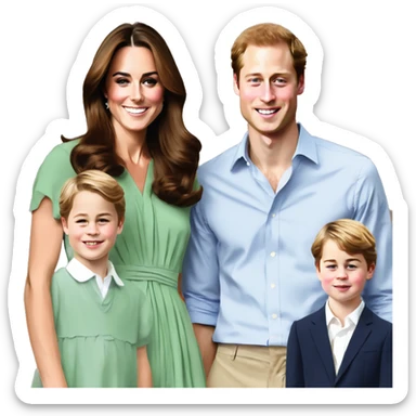 Harry Windsor and Kate Middleton and Prince george and princess charlotte and prince louis sticker