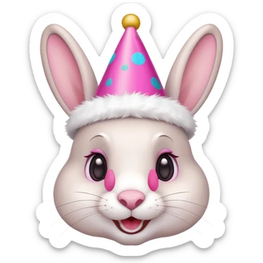 rabbit wearing party hat sticker