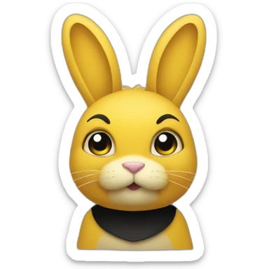 fierce looking yellow and black colored bunny facing to the right sticker