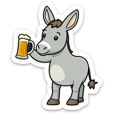 Donkey drinking beer sticker