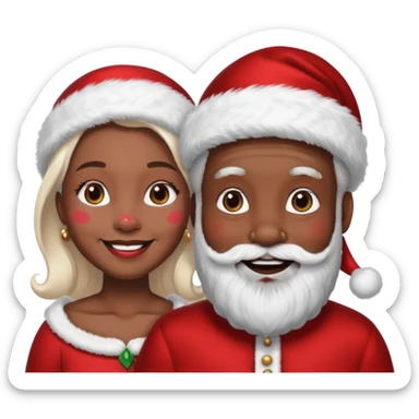 Black Santa with White Mrs. Santa sticker