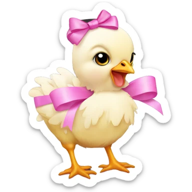 Baby chicken with pink bow sticker