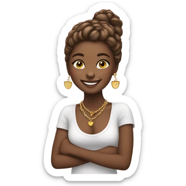 happy girl with cat jewelry sticker