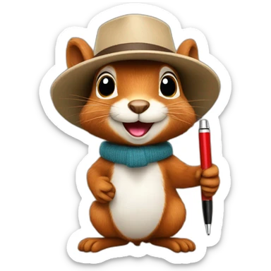 squirrel in a hat with a pen-IT specialist sticker