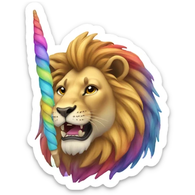 Lion with unicorn horn and a rainbow sticker