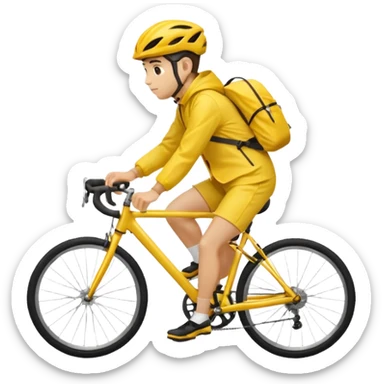 Cyclist in raincoat sticker