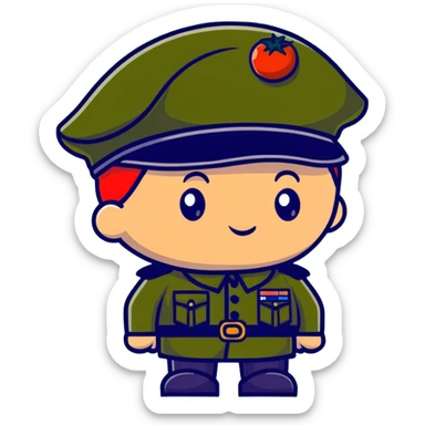 tomato wearing Napoleon Bonaparte's bicorne hat and military officer uniform sticker