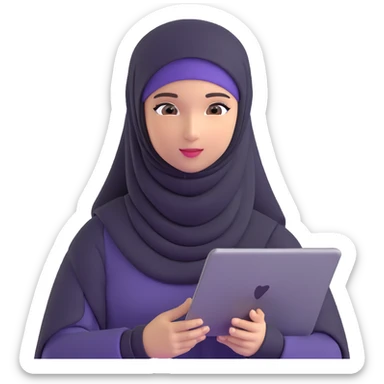 girl with hijab computer science engineer working with metaverse technology sticker