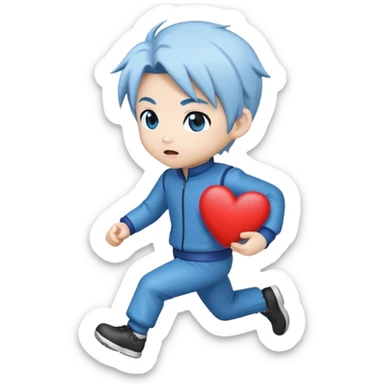 tạo nhân vật kaito kid đang trộm trái tim bỏ chạy chibi  sticker