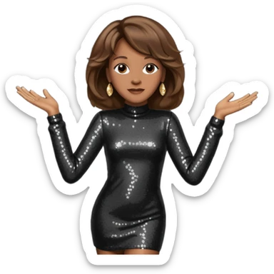 Whitney Houston with brown hair, black sequin long sleeve dress sticker