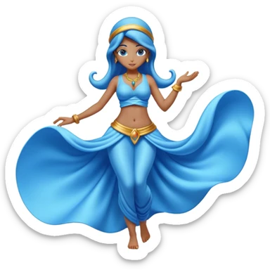 blue genie girl body sticker