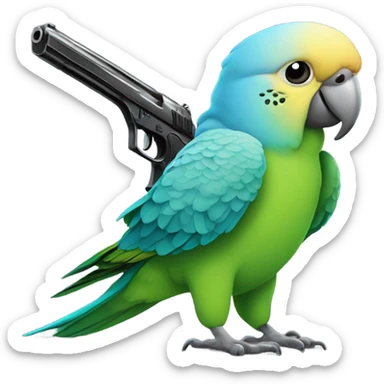 Parakeet holding two guns sticker