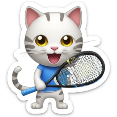 cat playing padel tennis sticker