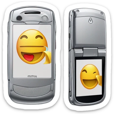 Silver Fold out Motorola Razr V3 mobile device with the iconic clamshell design sticker