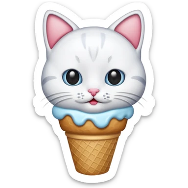 kitty eating ice cream sticker