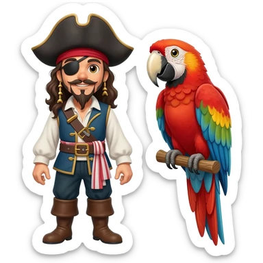 pirate and parrot sticker