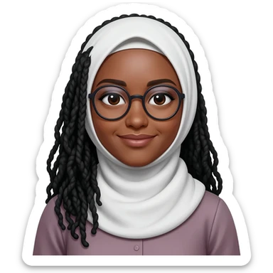 Light skinned Muslim woman w  glasses and locs sticker