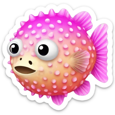 Pink ombre pufferfish with glitter  sticker