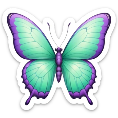 Beautiful mint green and warm lila butterfly with detailed wings sticker