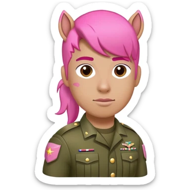 Army guy as pink pony sticker