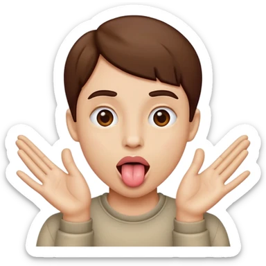 tongue out with hands out to the side sticker