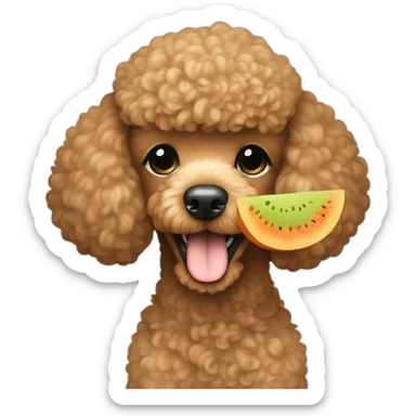 Light brown poodle with a slice of melon sticker