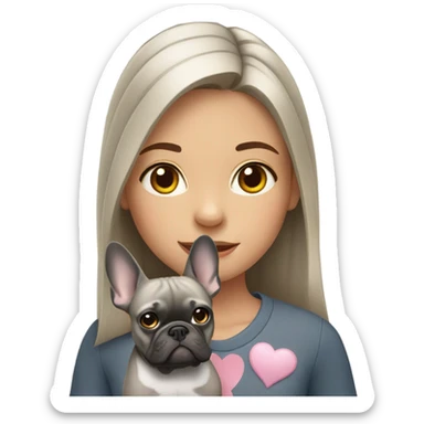 Girl with gray French bulldog sticker