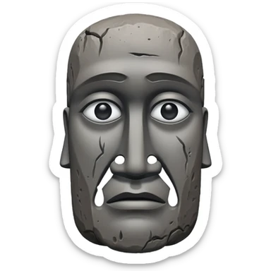 the easter island stone guy with a tear in its eye sticker