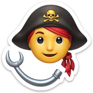Pirate Hook, clean vector emoji, with rich details, no face on objects, white background sticker