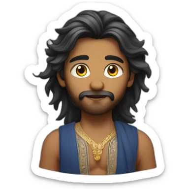 Indian lightly Bearded boy with long majestic hair sticker