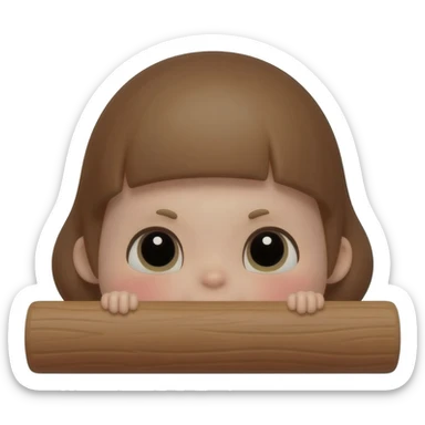 emoji face with Innocent eyes while hiding behind a pole and peeking its head out sticker