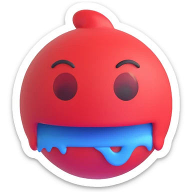 hybrid emoji, left side shivering and blue, right side red and panting, representing extreme cold and heat sticker