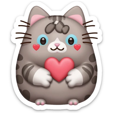 pusheen with hearts instead of eyes sticker
