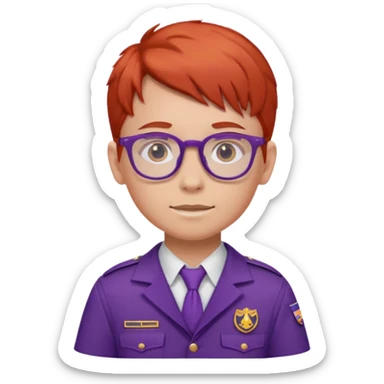 red haired scout kid with purple uniform and glassess sticker