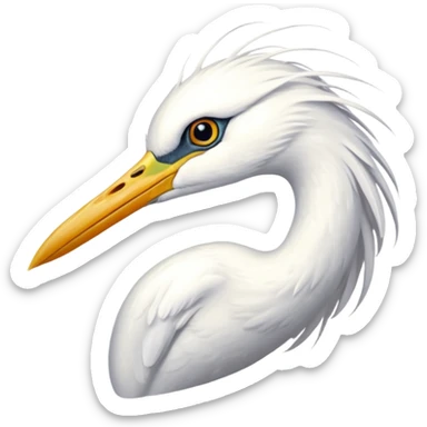 white egret headshot sticker