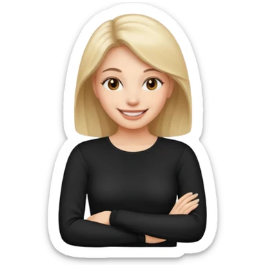 create an emoji, black long sleeves, for women, now human sticker