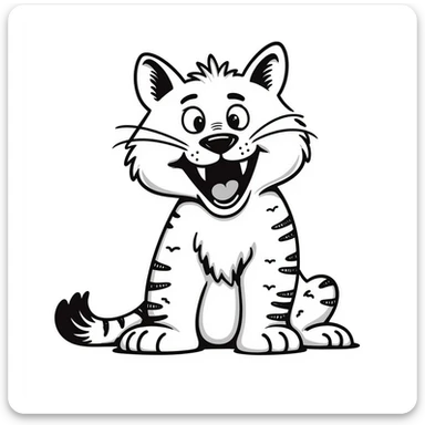 saber-toothed cat sketch with exaggerated fangs, prehistoric feline sticker