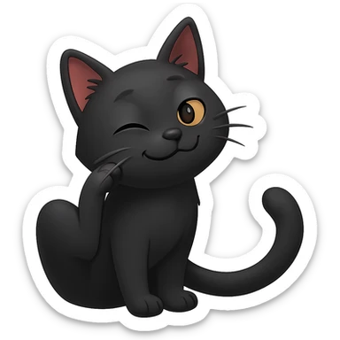 Edit the image of a black cat scratching its neck in the same pose, in emoji style with transparent background. sticker