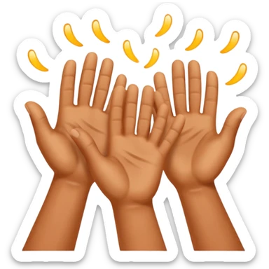 hands clapping, joyful celebration, focus on hands, motion blur, bright background sticker