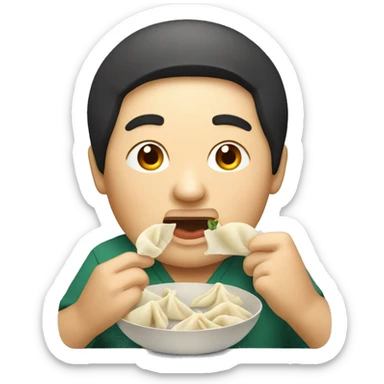 Big Asian Eating dumplings  sticker